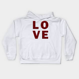 Buffalo plaid pattern LOVE Kids Hoodie